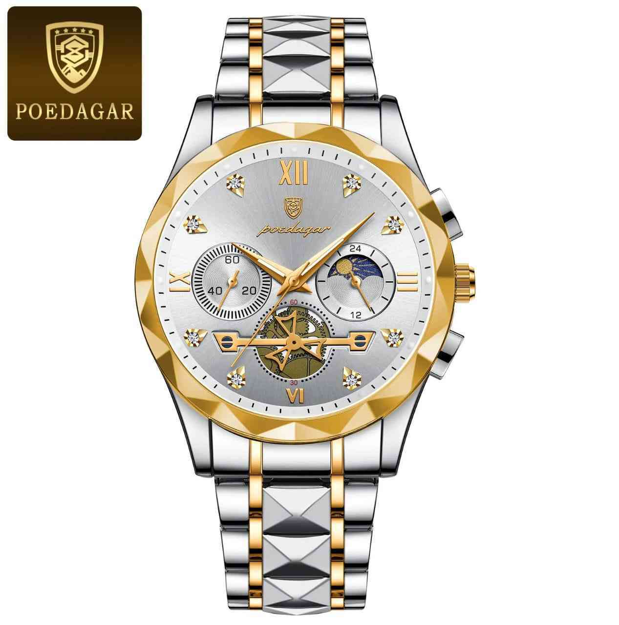 POEDAGAR 996 Luxury Man Luminous Chronograph Watch for Men Stainless Steel Men's Quartz Watches